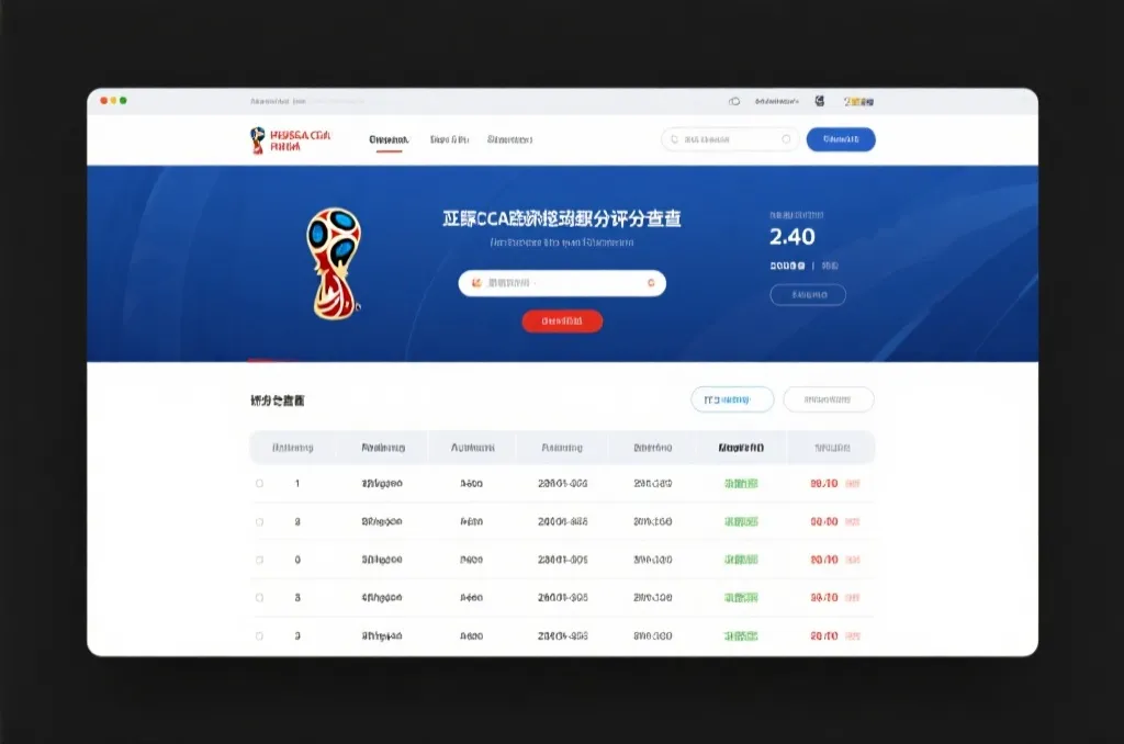 世界杯小组赛积分查询入口专题页的网页布局示意图